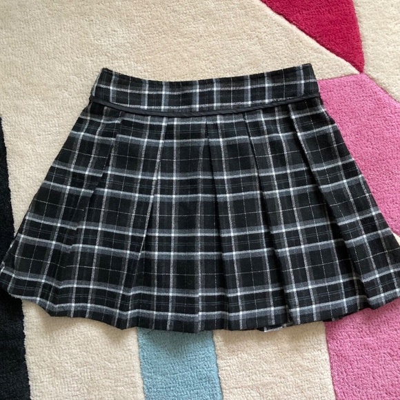 Vintage Honigman Schoolgirl Pleated Black Grey Plaid Button Front Miniskirt XS 0 - Picture 4 of 6